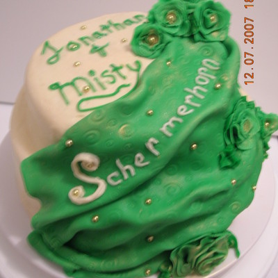 Green And White With Fondant Drape