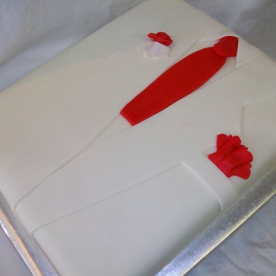 White Tuxedo Groom's Cake