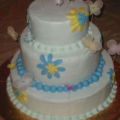 Whimsical Reception Cake With Flowers And Butterflies