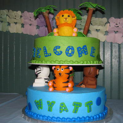 Jungle Animal Shower Cake