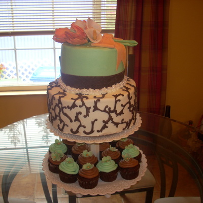 Tulip And Calla Lilly, With Swirls