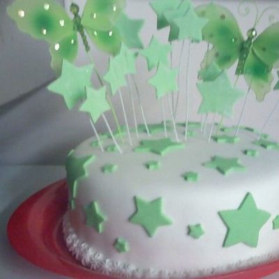Simple, Easy Fondant Cake With Stars And Butterflies