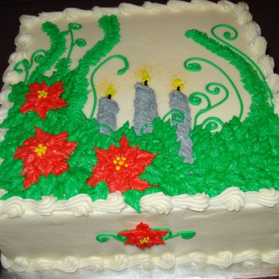 Poinsetta Candle Birthday Cake