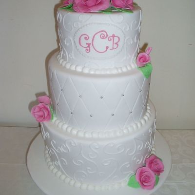 3 Tiered Wedding Cake With Roses