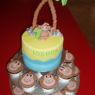 Monkey Themed Cupcake Tower