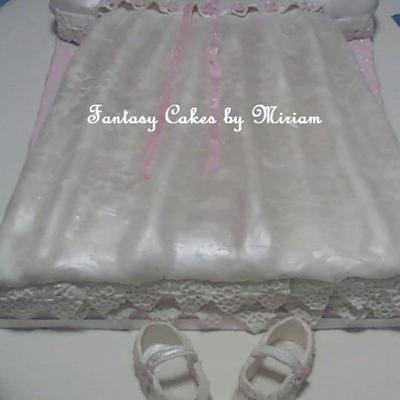 Baptism/christening Dress Cake With Shoes