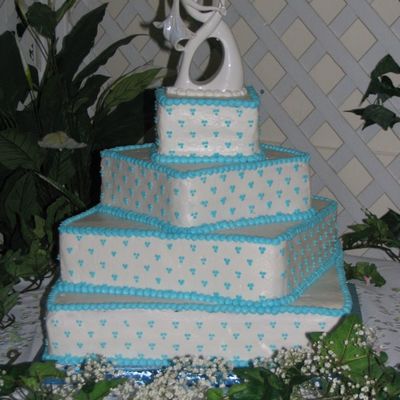 Square Wedding Cake W/swiss Dots