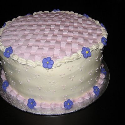 Pink Basketweave And Flowers