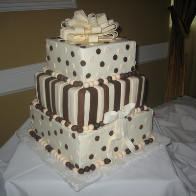 Square Polka Dot And Striped Cake