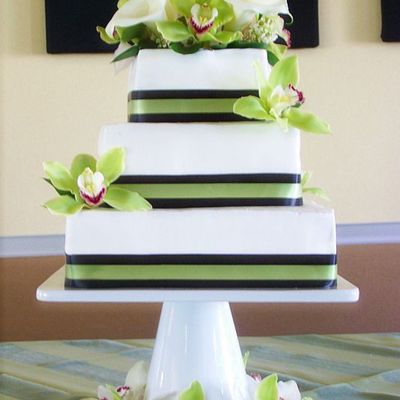 Green Orchid Wedding Cake