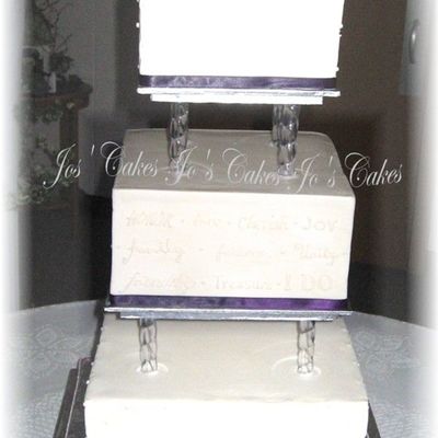 3 Tier Square Wedding Cake With Pillars