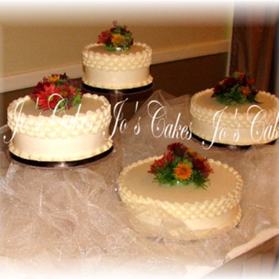Ivory Cakes With Fall Flowers