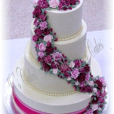4 Tier Pink Blend Rose Cascade
