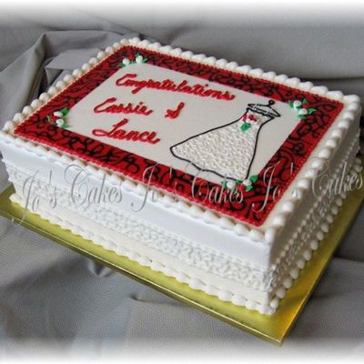 Red Black And White Bridal Shower Cake