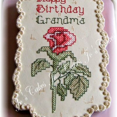 Cross Stitch Rose Birthday Cupcake Cake