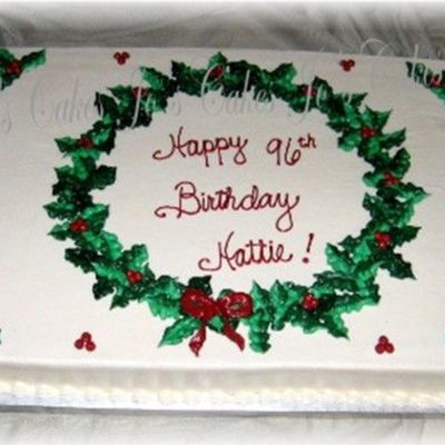 Holly Wreath And Berries Birthday