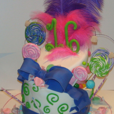 Candy Themed Sweet 16 Birthday Cake