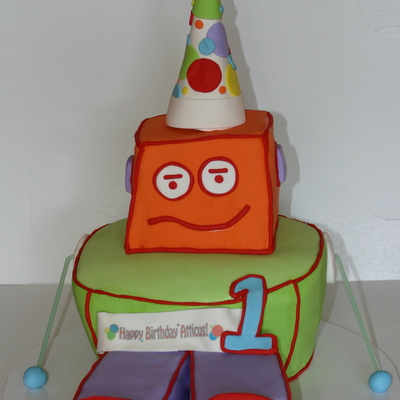 Robot Birthday Cake Designed To Match Invitation