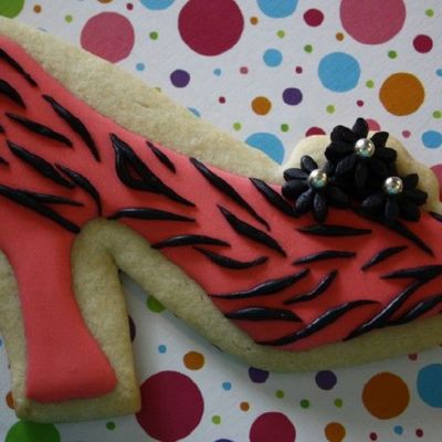 Pink Zebra High Heel Cookie