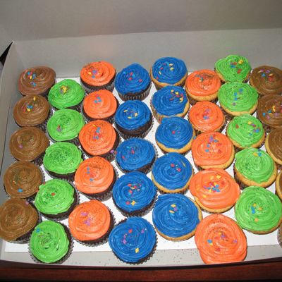 Bright Colored Cupcakes For The 3 Boy's Birthday's