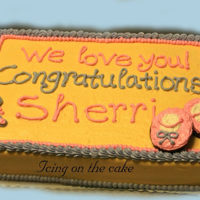 Pink, Blue, Yellow Baby Shower Cake