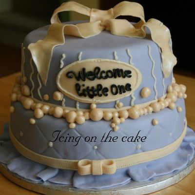 Periwinkle And Cream Baby Shower Cake
