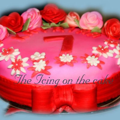 Pink And Red Birthday Cake