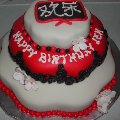 Black-Red-White Birthday Cake