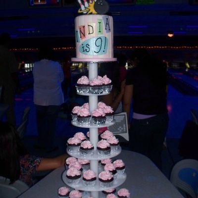 Bowling Cake And Cupcake Tower
