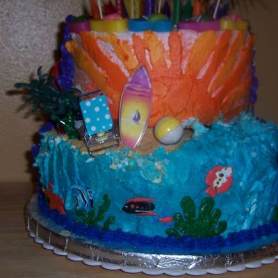 Two Sided Cake- Sd1- Beach Theme