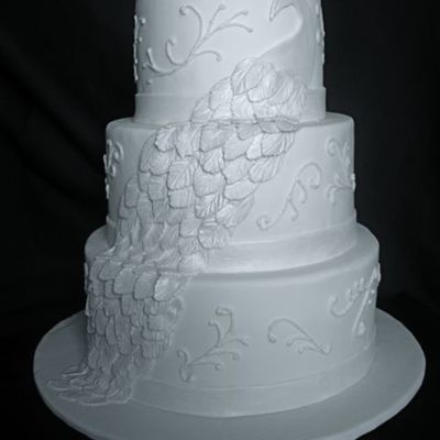 White Peacock Cake