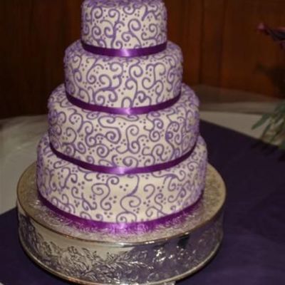 Ivory Fondant With Purple Scroll Work