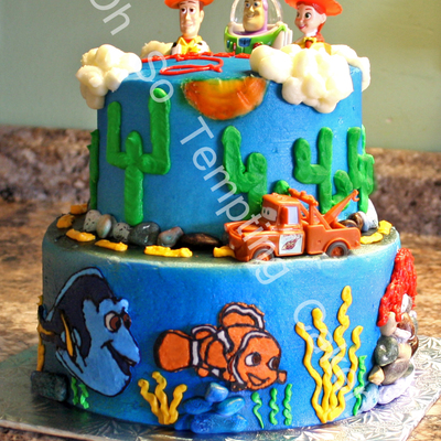 Cars, Toys Story And Nemo Birthday Cake