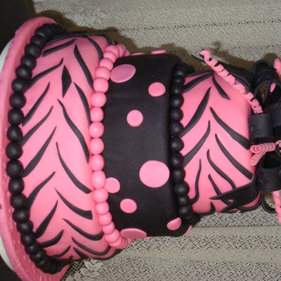 Pink And Black Zebra Stripe Party Cake