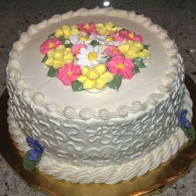 Pretty Cake With Lots Of Flowers