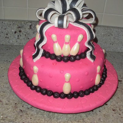 Pink Bowling Birthday Cake