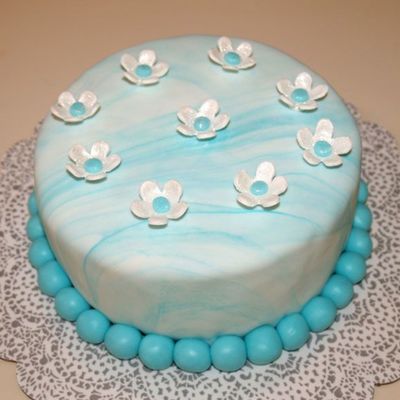 Teal Themed Fondant Cake