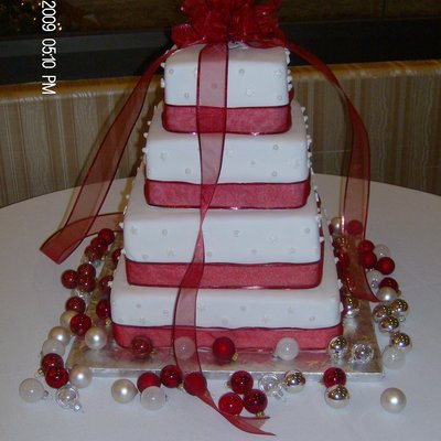 Christmas Square Fondant Wedding Cake