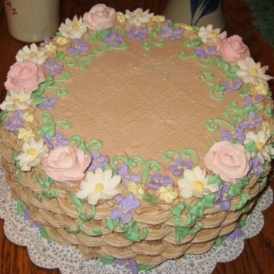 Basketweave With Flowers