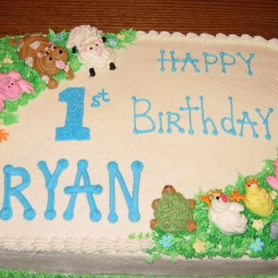 Animals First Birthday Cake
