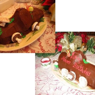 Yule Log W/meringue Mushrooms