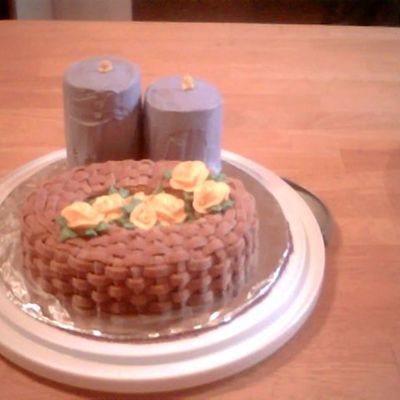 Basket Of Roses With Candles