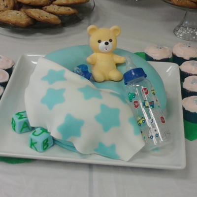 Baby Bottle, Blankie, Blocks And Bear On A Boppy