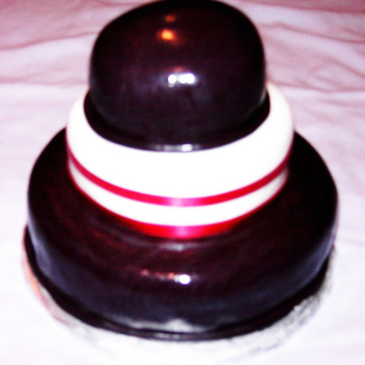 Black W/red Striping 3 Tier Mini Cake