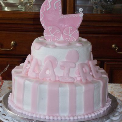 Carriage Baby Shower Cake