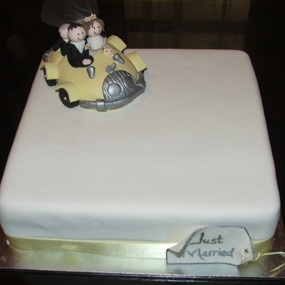 Bride And Groom Car With Kids