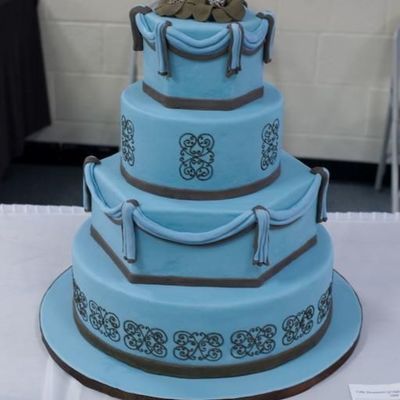 Blue And Brown Wedding Cake