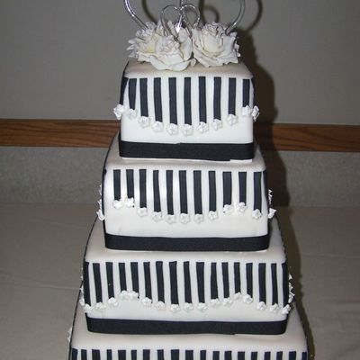 Black And White Striped Wedding Cake