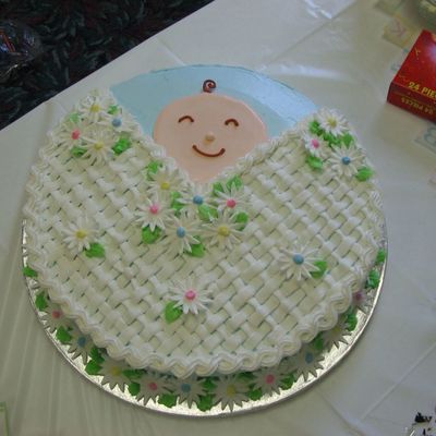 Baby Shower Cake With Royal Icing Daisys And Color Flow Baby