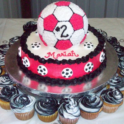 Pink Soccer Birthday Cake